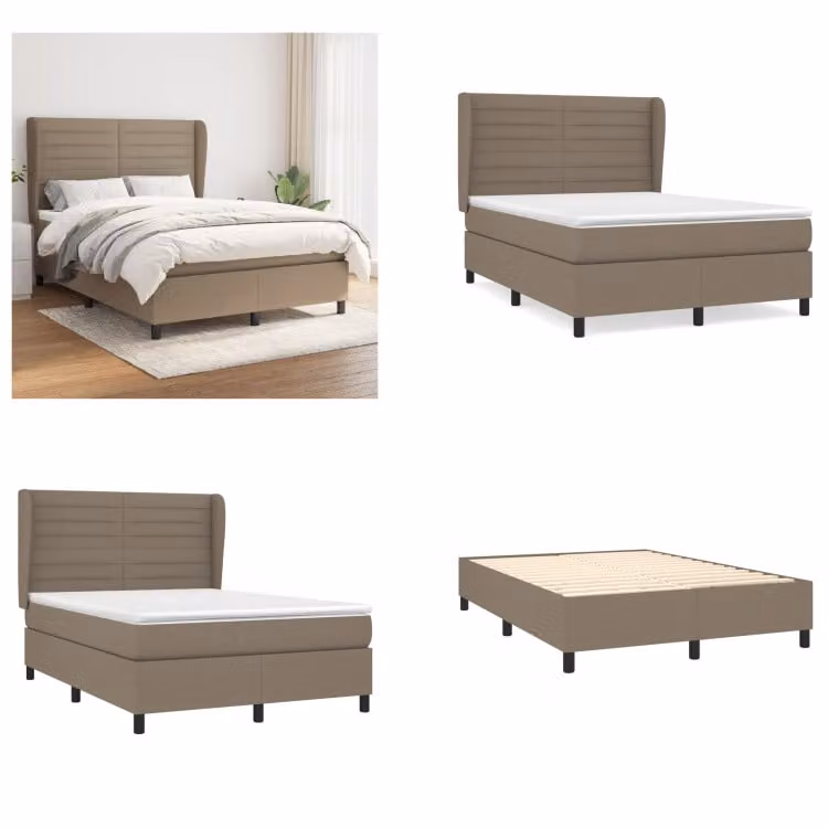 vidaXL Letto boxspring con materasso Taupe 140x190 cm in tessuto - Boxspring bed - Boxspringbetten - Bett - Schlafzimmermöbel