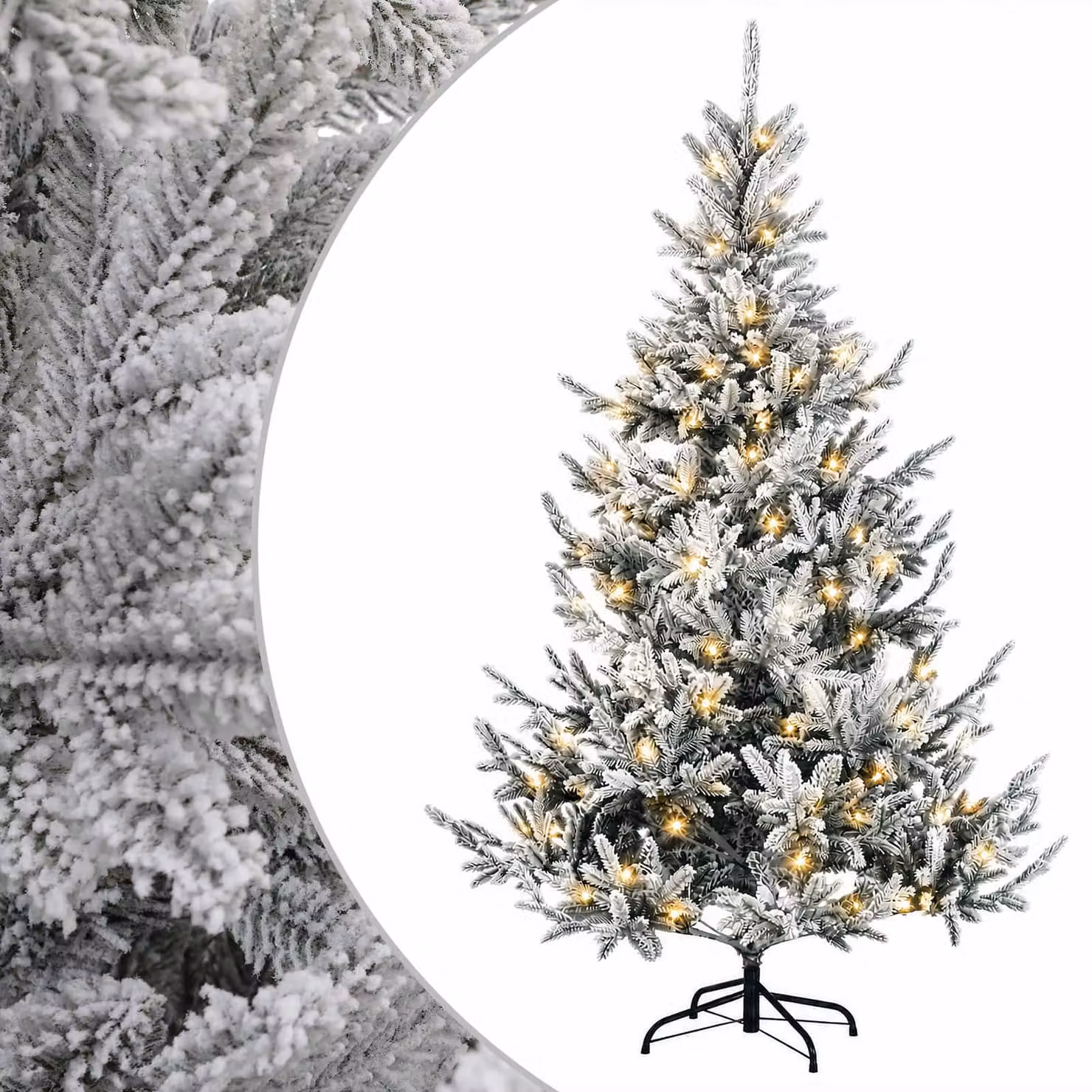 Albero di Natale artificiale vidaXL verde con 150 LED bianco caldo e rami pieghevoli, Altezza: 150 cm