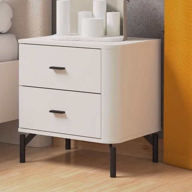 Comodino Salara DMORA con un ripiano, Bianco, L: 51.5 cm, P: 40 cm, H: 56 cm