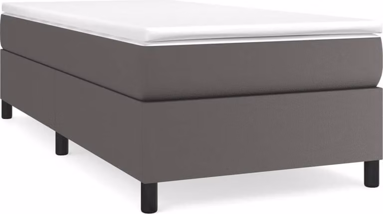 Giroletto a Molle con Materasso Grigio 100x200 cm in Pelle finta