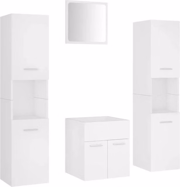 Set Mobili da Bagno | Armadio da bagno Bianco in Truciolato