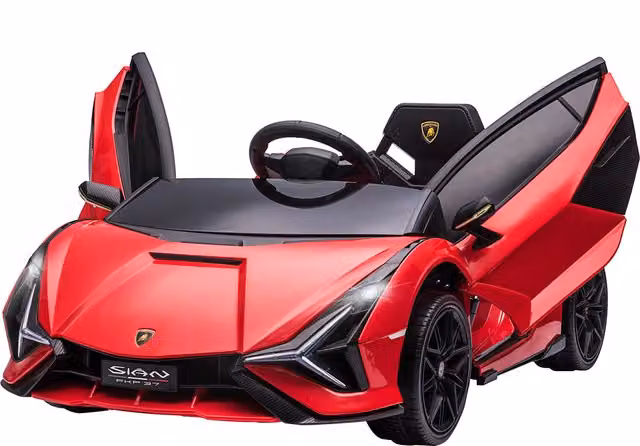 Macchina Elettrica Lamborghini 12V HOMCOM per Bambini con Telecomando, Fari e Musica, Rosso, L 108 x P 62 x H 40 cm