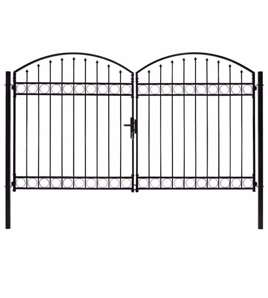 Cancello a Doppia Anta ad Arco in Acciaio 300x200 cm Nero