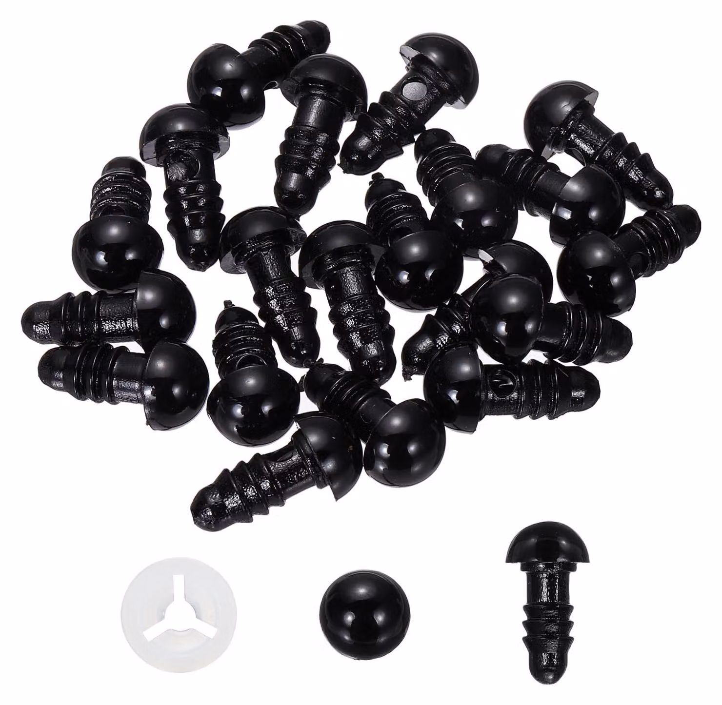 Occhi di sicurezza, 8 mm, 20 pezzi, plastica, neri