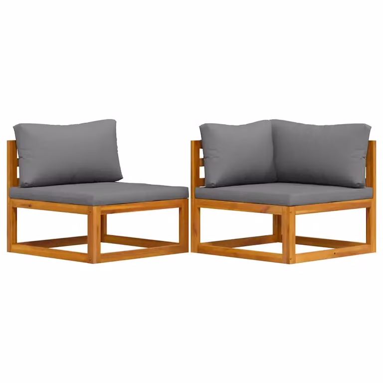 Set di Divani da Giardino Moderno MERCATOXL in Legno di Acacia con Cuscini Grigio Scuro