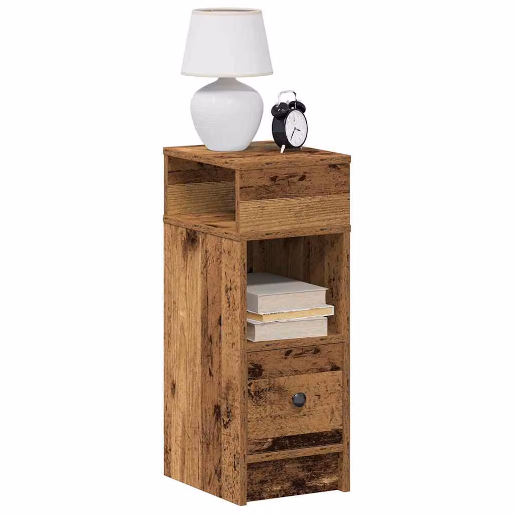 Set di 2 comodini vidaXL in legno color marrone antico con cassetto, L/P/H: 25 x 31 x 66 cm