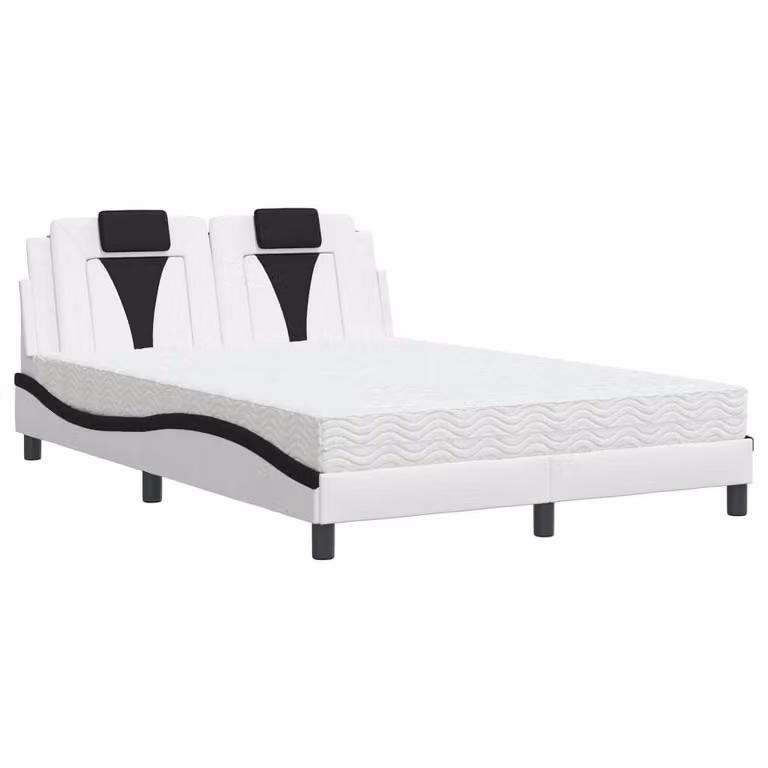 Maison Exclusive - Letto "Viana" con materasso, bianco e nero, 140x200 cm, ecopelle