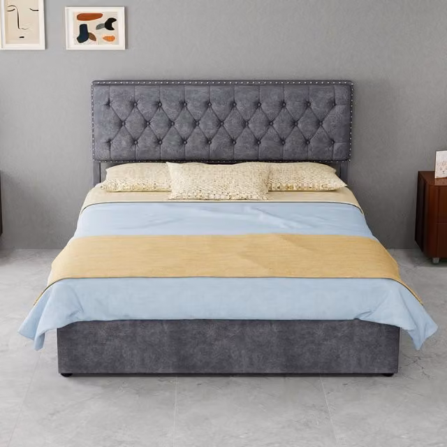 letto moderno in tessuto e metallo grigio 140 x 200 cm