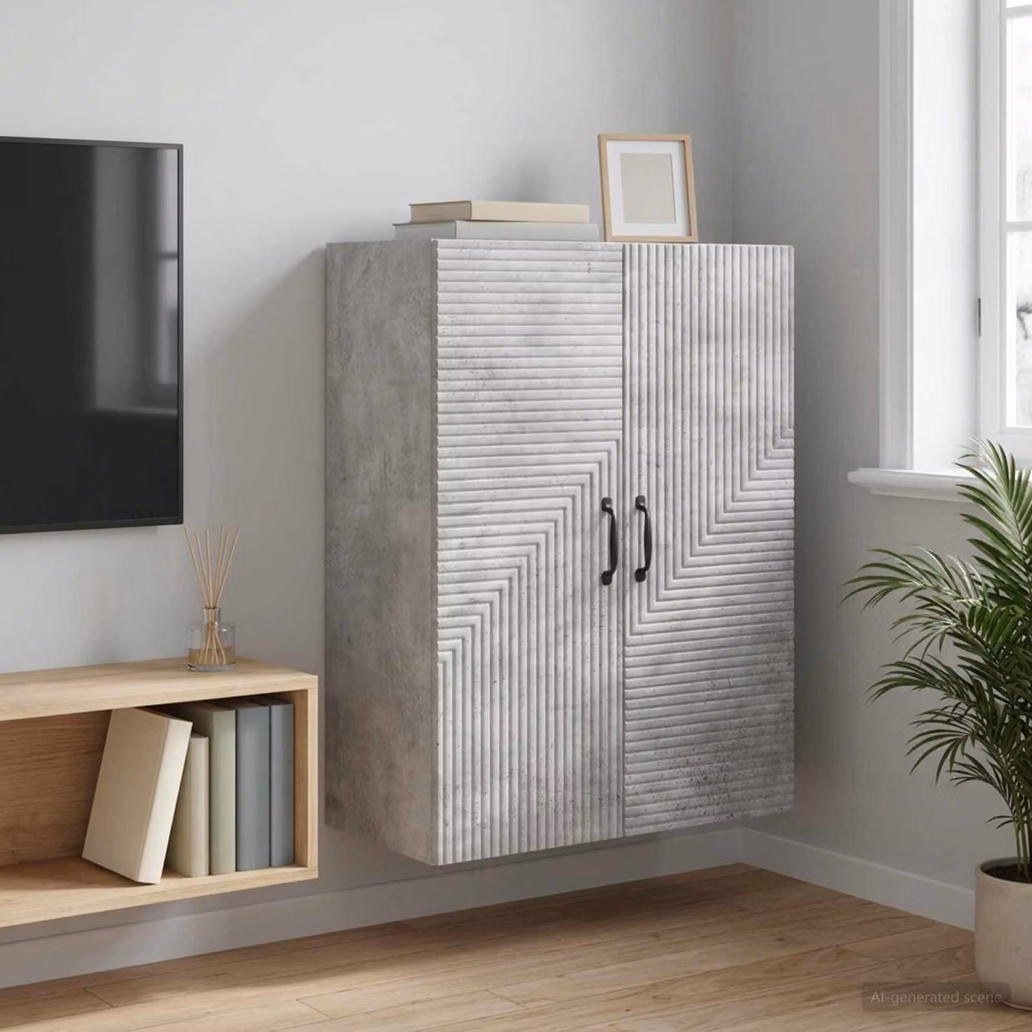 Mobiletto a muro moderno vidaXL Grigio, L: 66 cm, P: 34,5 cm, H: 90 cm