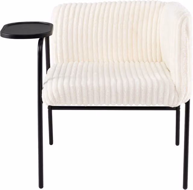 Poltrona moderna tavolino velluto coste metallo solido spugna, Poltrona imbottita cuscino comoda soggiorno camera letto