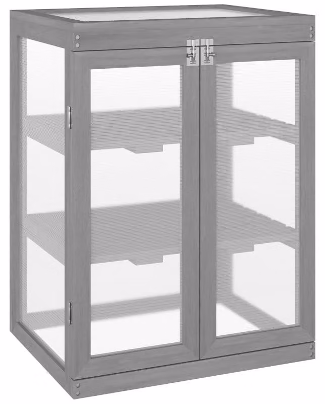 Serra in legno, modello freddo – Serra con 2 ripiani | Colore: Grigio scuro | Dimensioni: 44x58x78 cm
