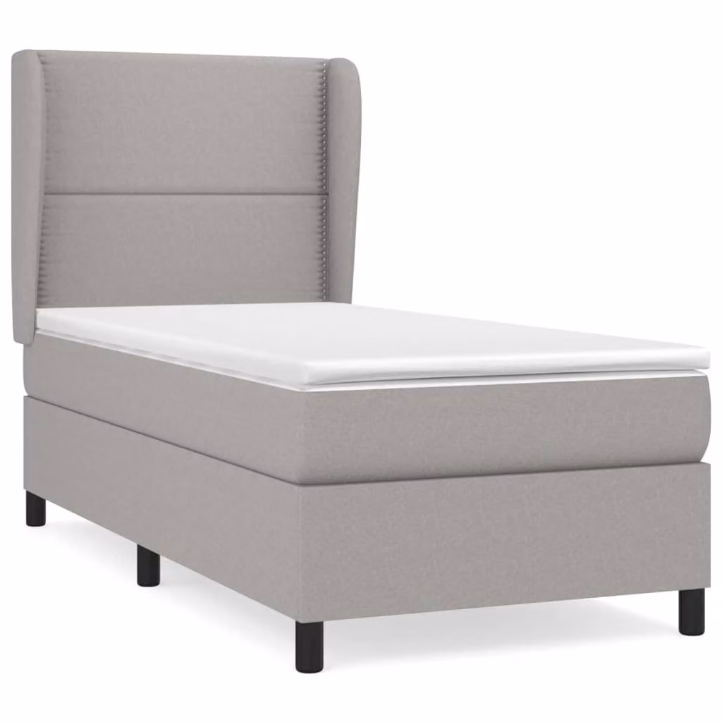 Giroletto a Molle con Materasso Grigio Chiaro 90x190 cm Tessuto