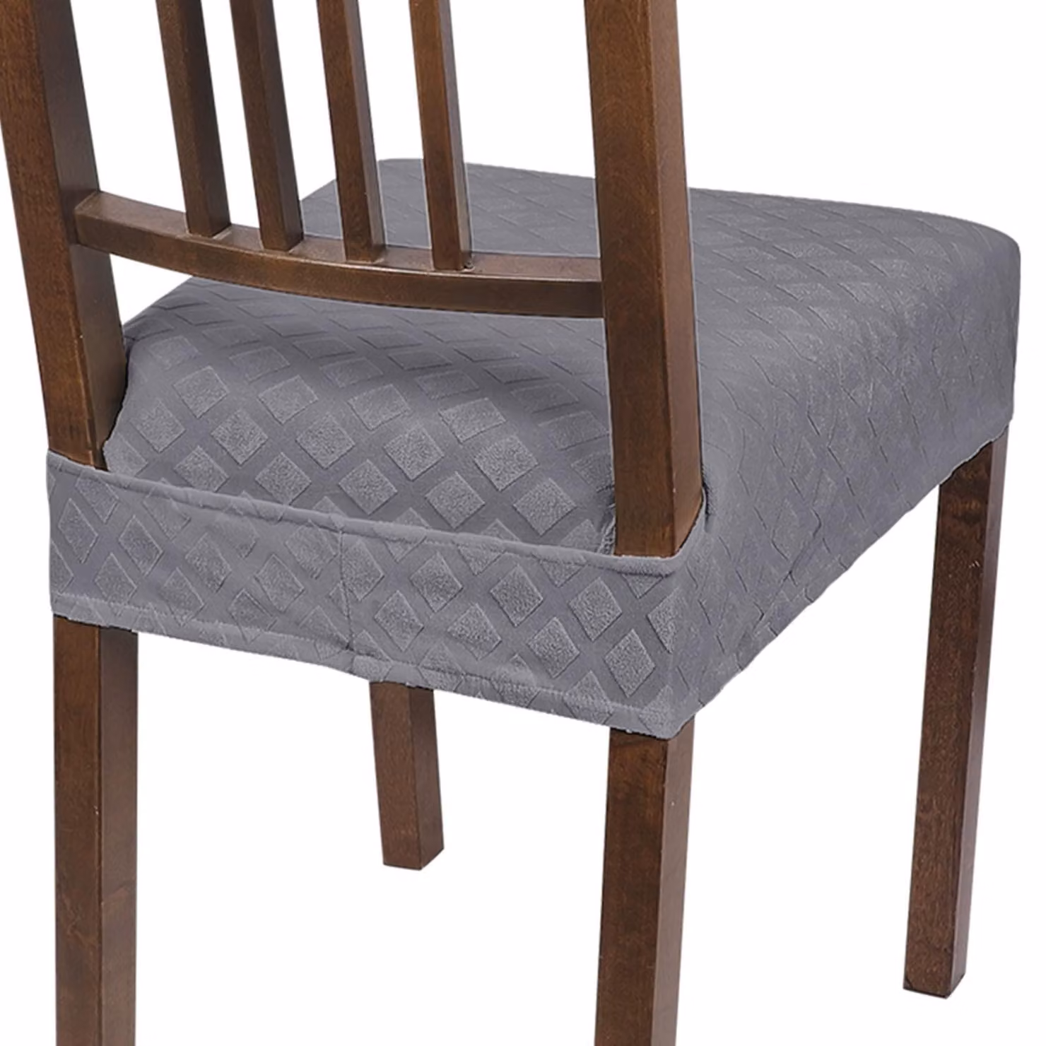 Set di 4 copri-sedia da pranzo in tessuto morbido, con motivo a diamante jacquard grigio