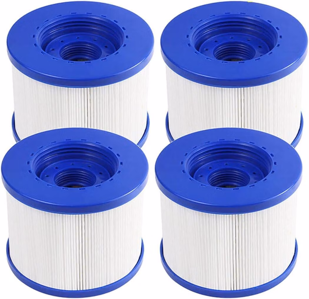 Set di filtri per piscina, composto da 4 elementi, con un diametro di 104 mm, realizzati in PET e tessuto non tessuto, adatti per vasche idromassaggio gonfiabili