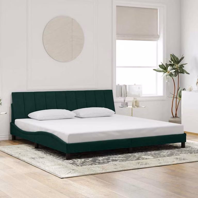 Giroletto senza materasso Hanko vidaXL in velluto verde scuro L 200 cm x P 200 cm