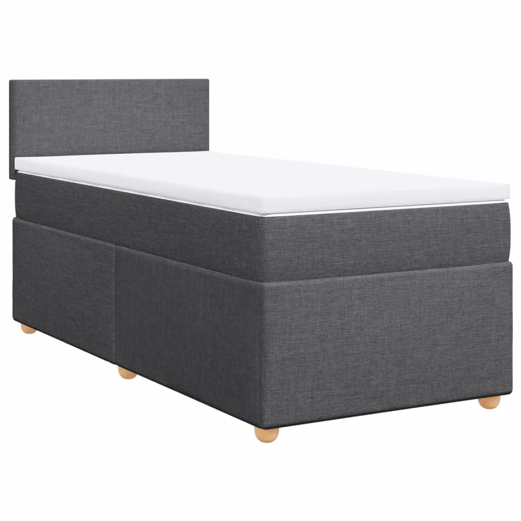Giroletto a Molle con Materasso Grigio Scuro 90x190 cm Tessuto