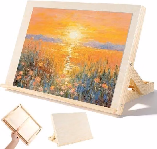 Sedia alta per disegno - Tavolo da disegno - Sedia da tavolo per disegno e schizzi - Sedia da ufficio in legno regolabile - 33x23 cm - Legno naturale