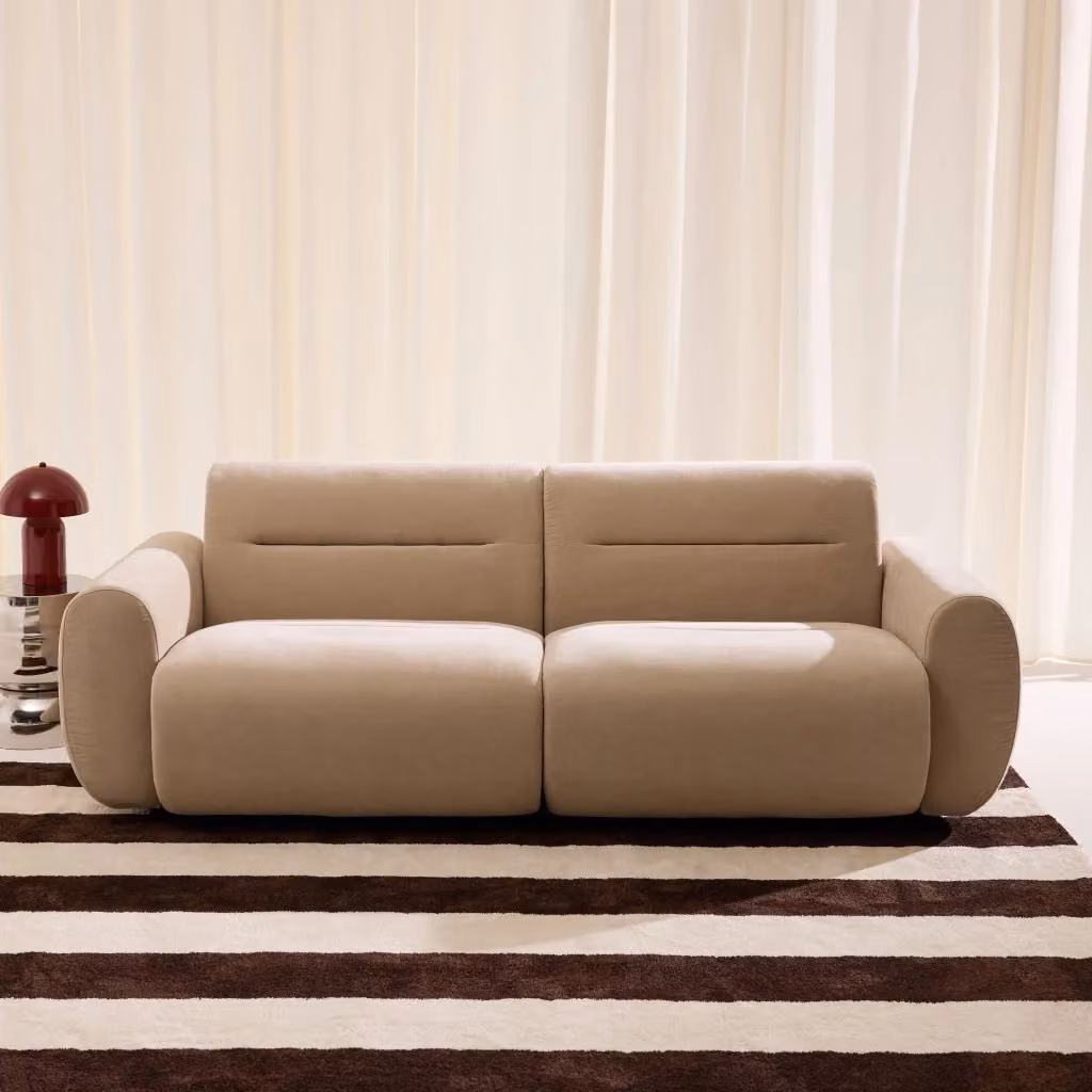 Divano moderno a 3 posti SWEEEK in tessuto beige L: 230 cm, P: 80 cm, H: 99 cm – 2