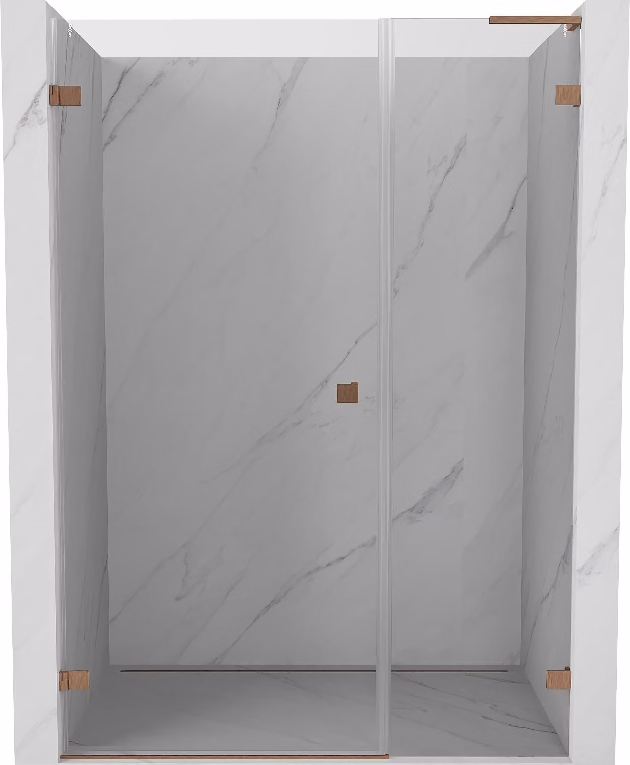 Mexen Lunar-B L porta doccia a battente sinistra 110 cm, trasparente, rame spazzolato - 832SL-110-050-65-00-L