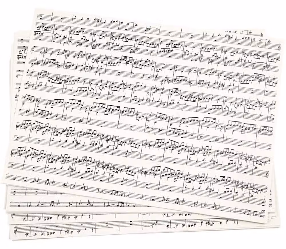 Carta kraft con note musicali, 10 fogli, 21 x 30 cm, 100 g