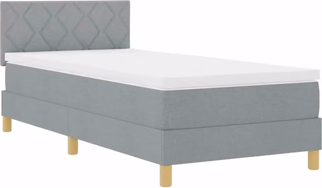 Letto singolo | Letto per adulti | Letto a Sorgente LED Grigio chiaro 90 x 200 cm Tessuto