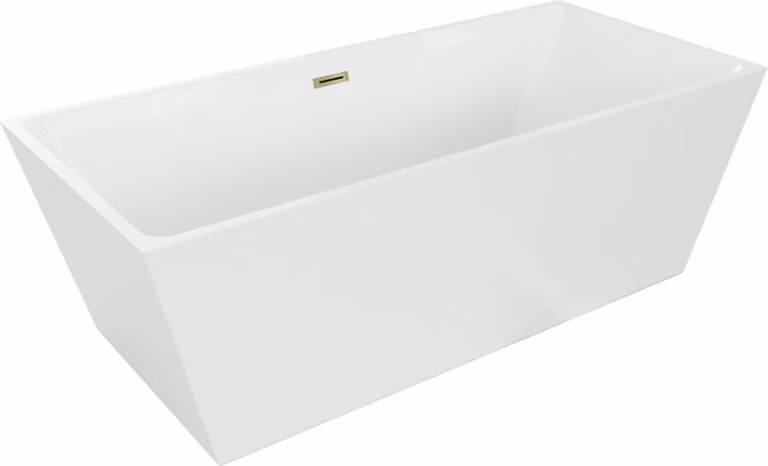 Mexen Lita vasca da bagno autoportante 170 x 75 cm, bianca, troppo pieno dorato - 52121707500-50