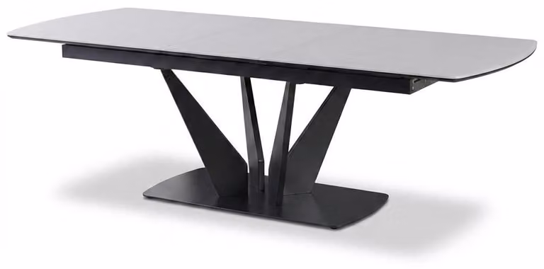 Tavolo da pranzo, aspetto marmo, struttura in metallo, piano in Vetroceramica, design moderno, colore bianco, comfort