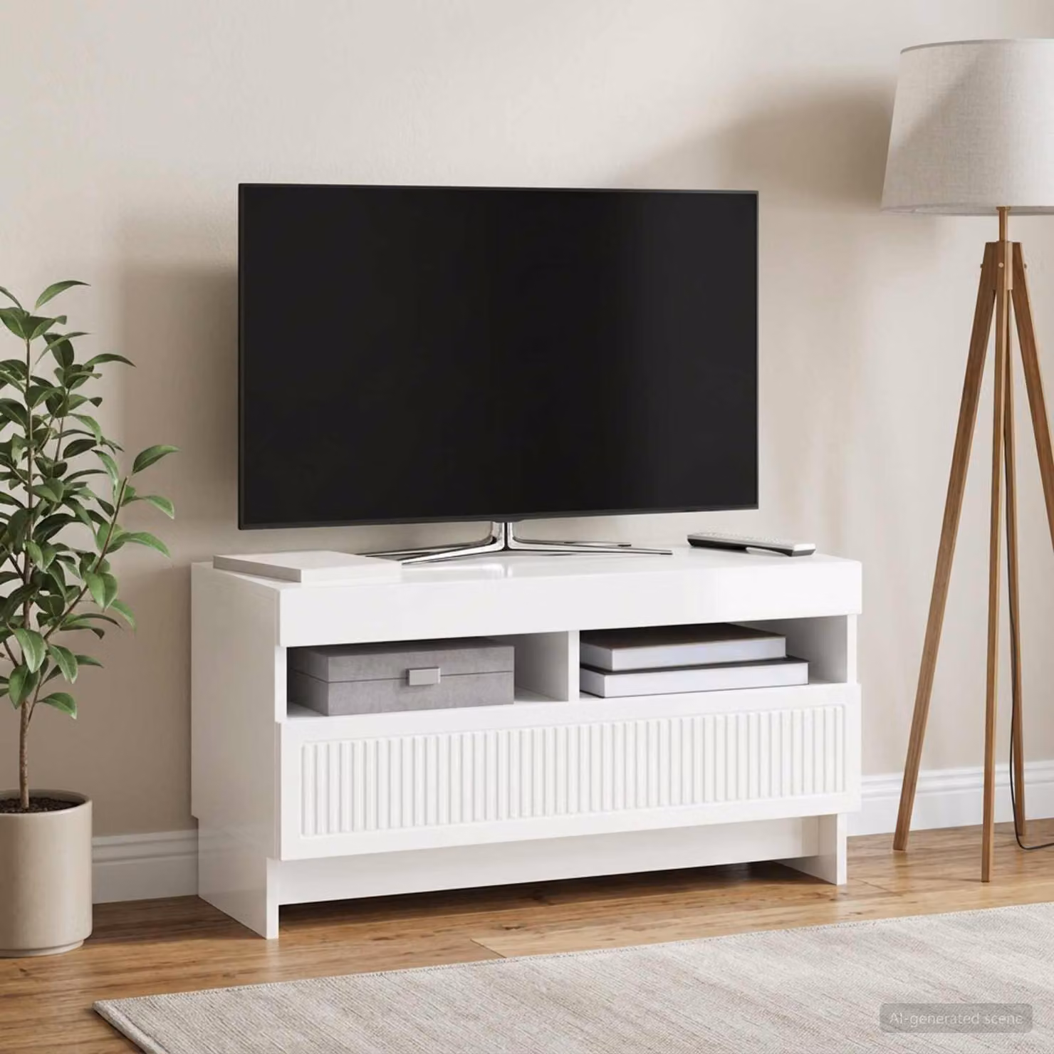 Mobile TV LED vidaXL ALKMAAR Bianco Lucido L: 81 cm, P: 35 cm, H: 43 cm