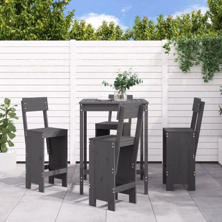 vidaXL Set Bar da Giardino 5 pz in Legno di Pino Grigio