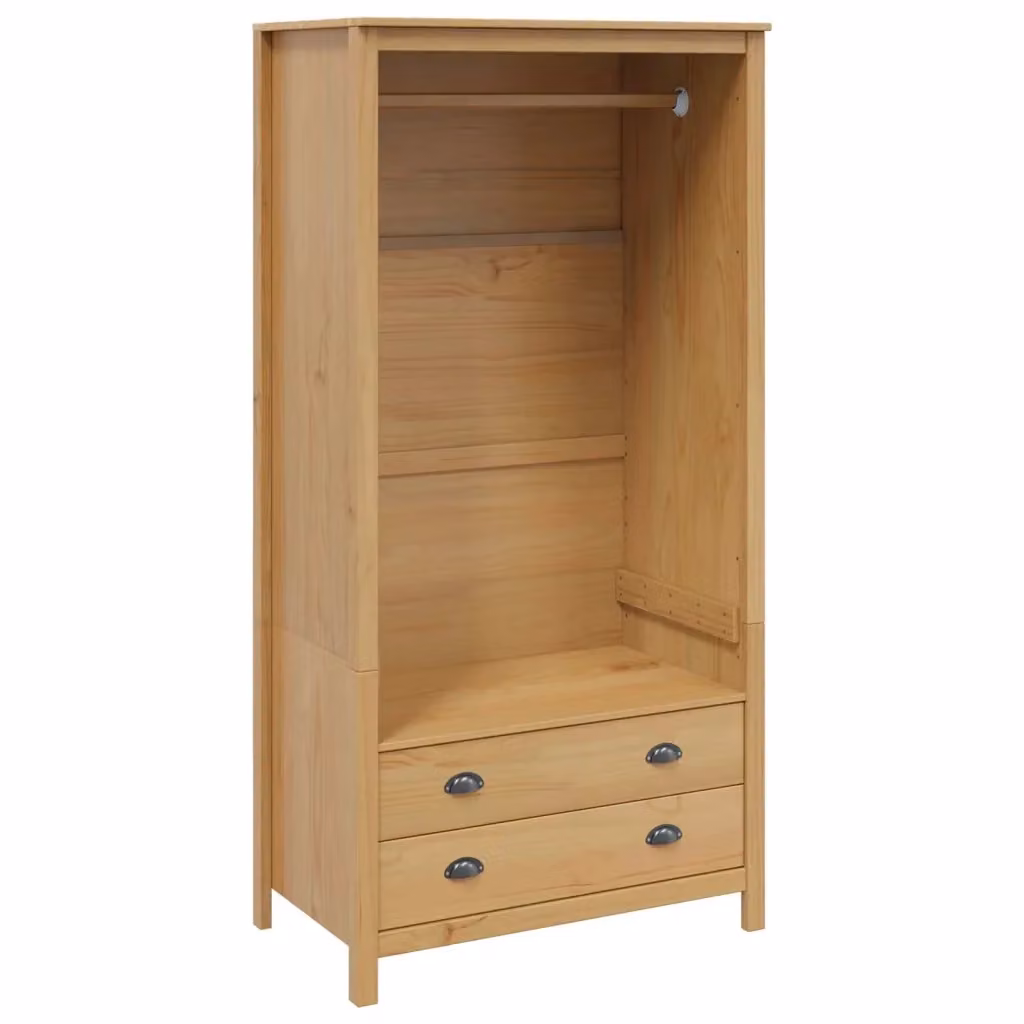 vidaXL Guardaroba HILL in legno di pino con cassetti e ripiani, Marrone, L: 84 cm, P: 50 cm, H: 170 cm – 2