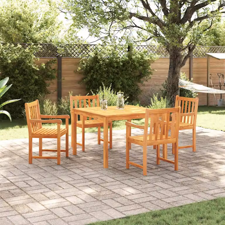 Set da Pranzo per Giardino vidaXL in Legno di Acacia Marrone, 5 Pezzi