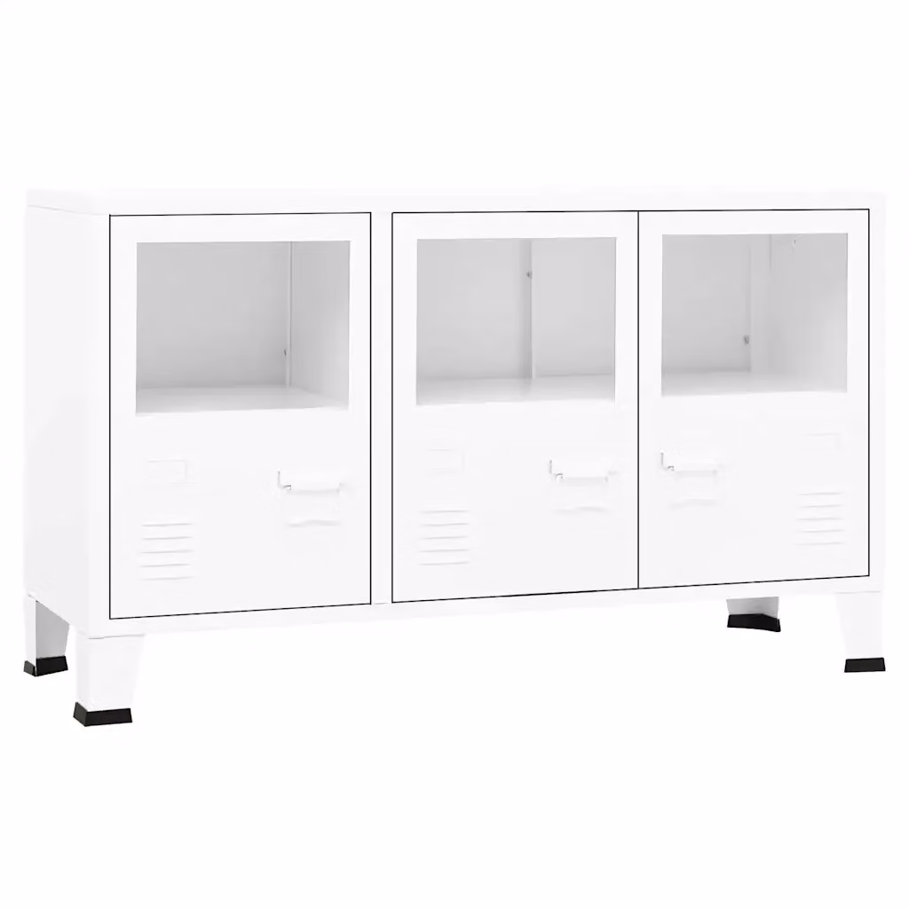 Credenza Buffet Design Mania in Metallo e Vetro Bianca Stile Industriale L: 105 cm, P: 35 cm, H: 62 cm – 2