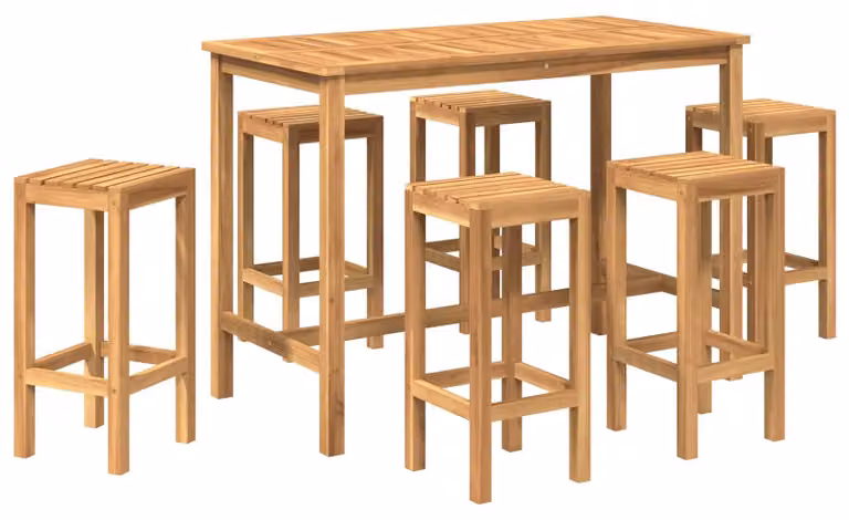 Set Bar da Esterno 7 pcs Naturale Legno di teak solido