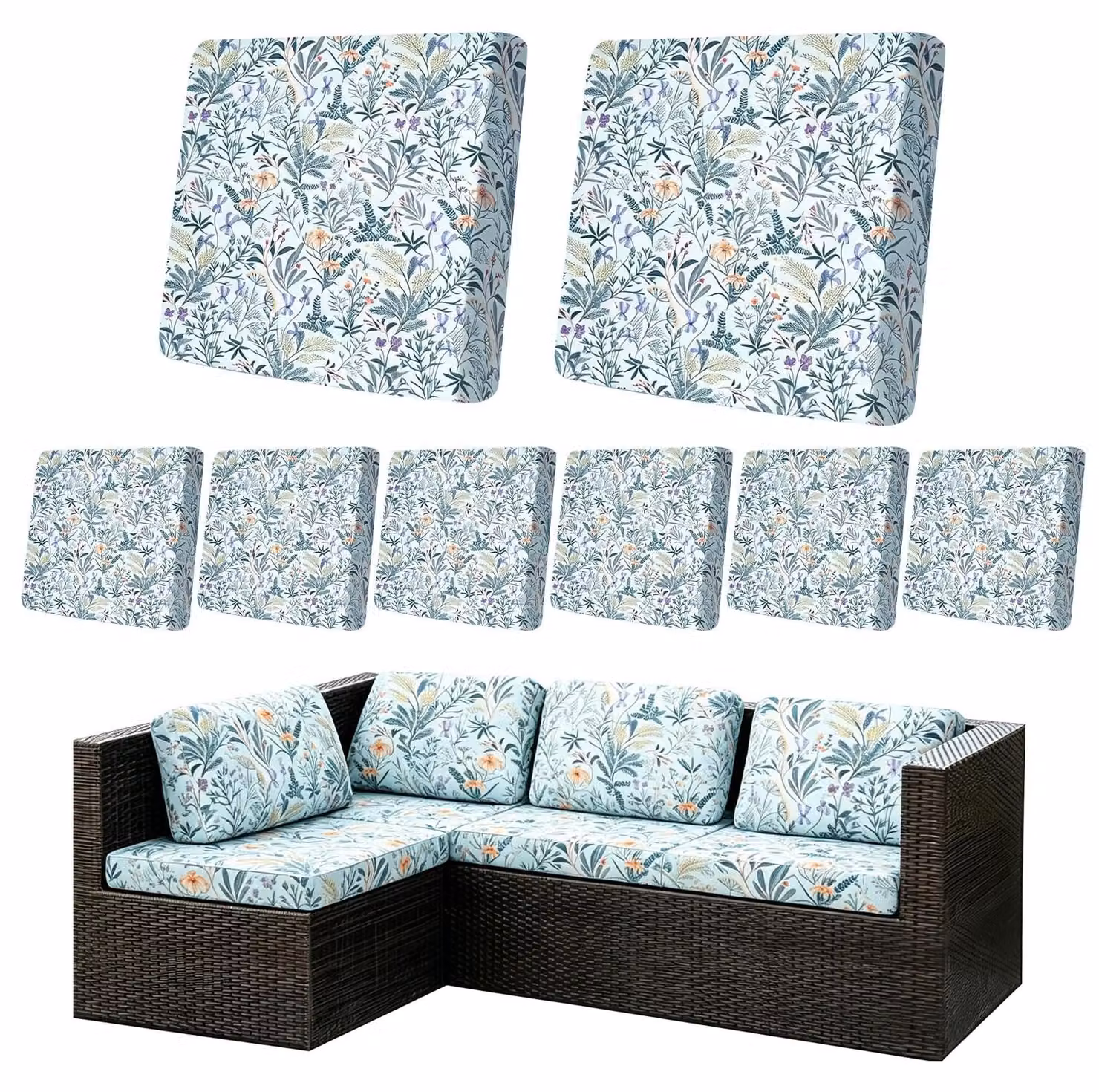 Omgoods - Set di 8 copri-sedie da esterno, antiscivolo e lavabili