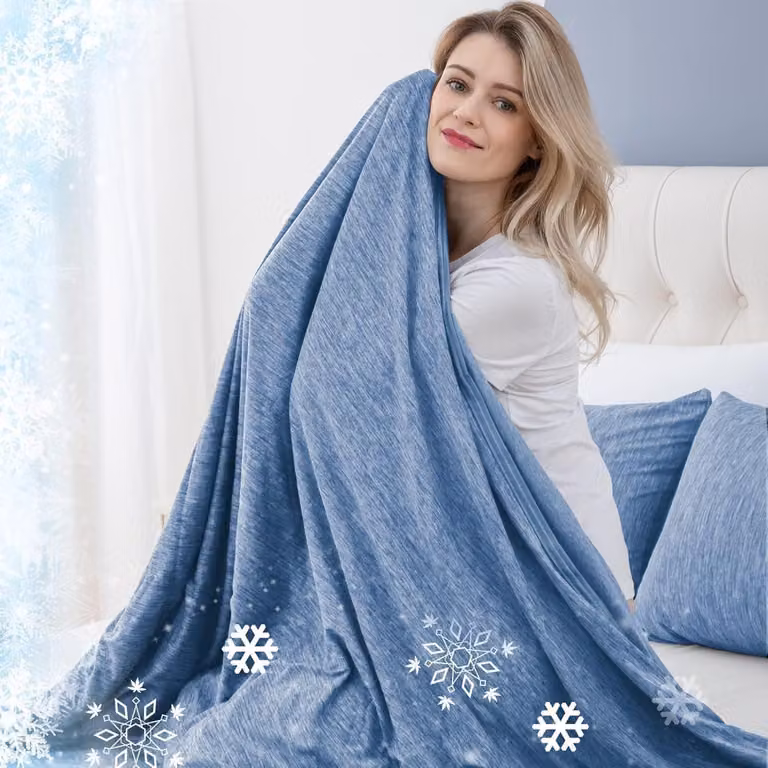Coperta refrigerante con tecnologia Arc-Chill, colore blu, dimensioni 228x228 cm