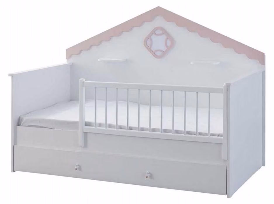 Kinderlaufstall Bettchen Kinderbettchen Krippe Weiß Holz Bett Modern