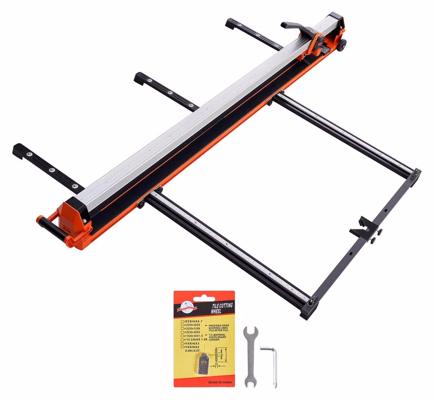 Tagliapiastrelle manuale, lunghezza di taglio 160 cm (1600 mm), guida con testa scorrevole, disco di taglio in carburo di tungsteno, gambe pieghevoli con rotelle, adatto per piastrelle di Vetroceramica, pavimenti e rivestimenti