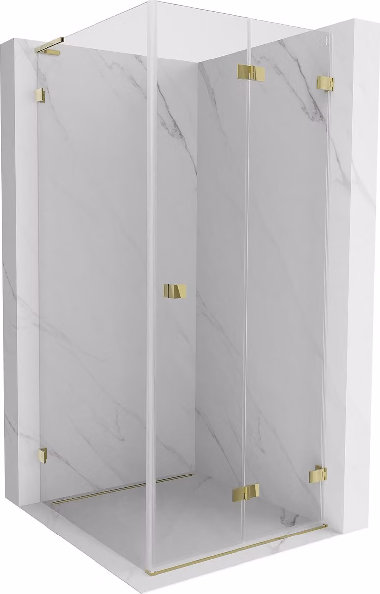 Mexen Lunar-F L cabina doccia ad anta pieghevole destra 100 x 100 cm, trasparente, oro - 836L-100-100-50-00-P