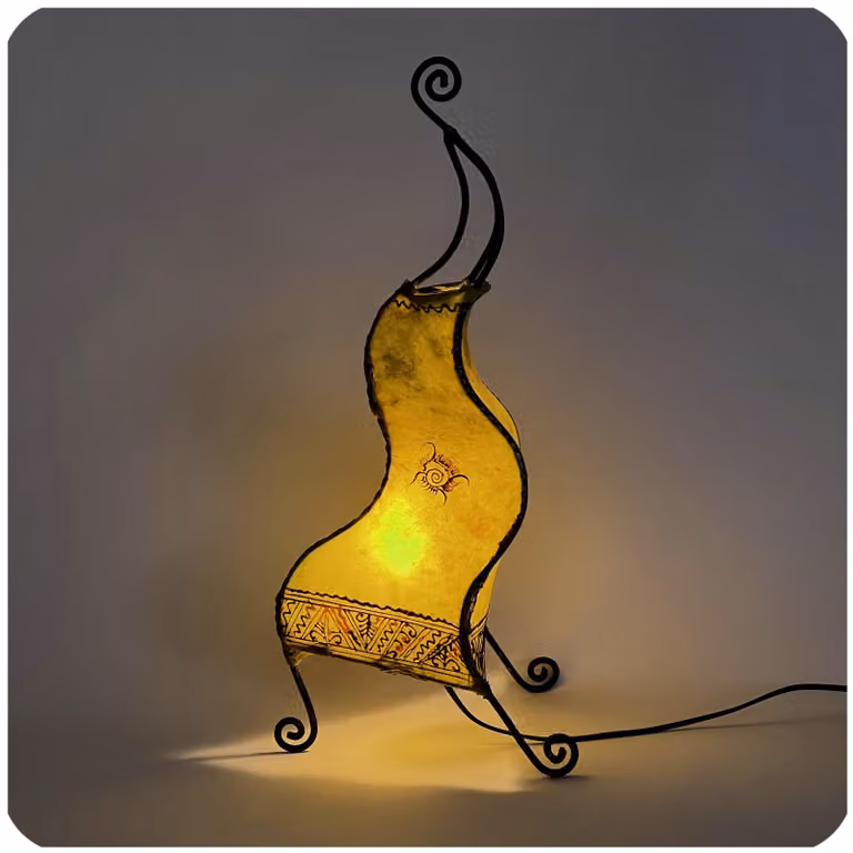 Lampada orientale lampada all'henné lampada in pelle marocchina lampada da tavolo lampada da terra Essaouira sun 50 cm, giallo