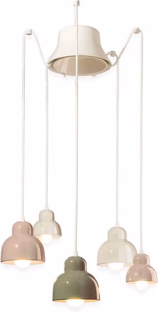 Lampadario a sospensione Berimbau Ferroluce in ceramica stile Art Déco con 3 luci E27 disponibile in beige, grigio, verde e multicolore