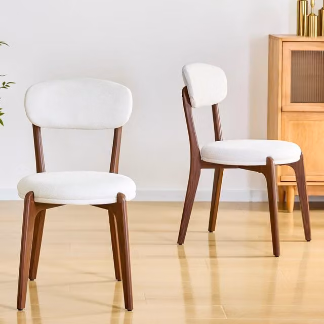 Set di 2 sedie da pranzo in lino con struttura in metallo e linee arrotondate per cucina e sala da pranzo