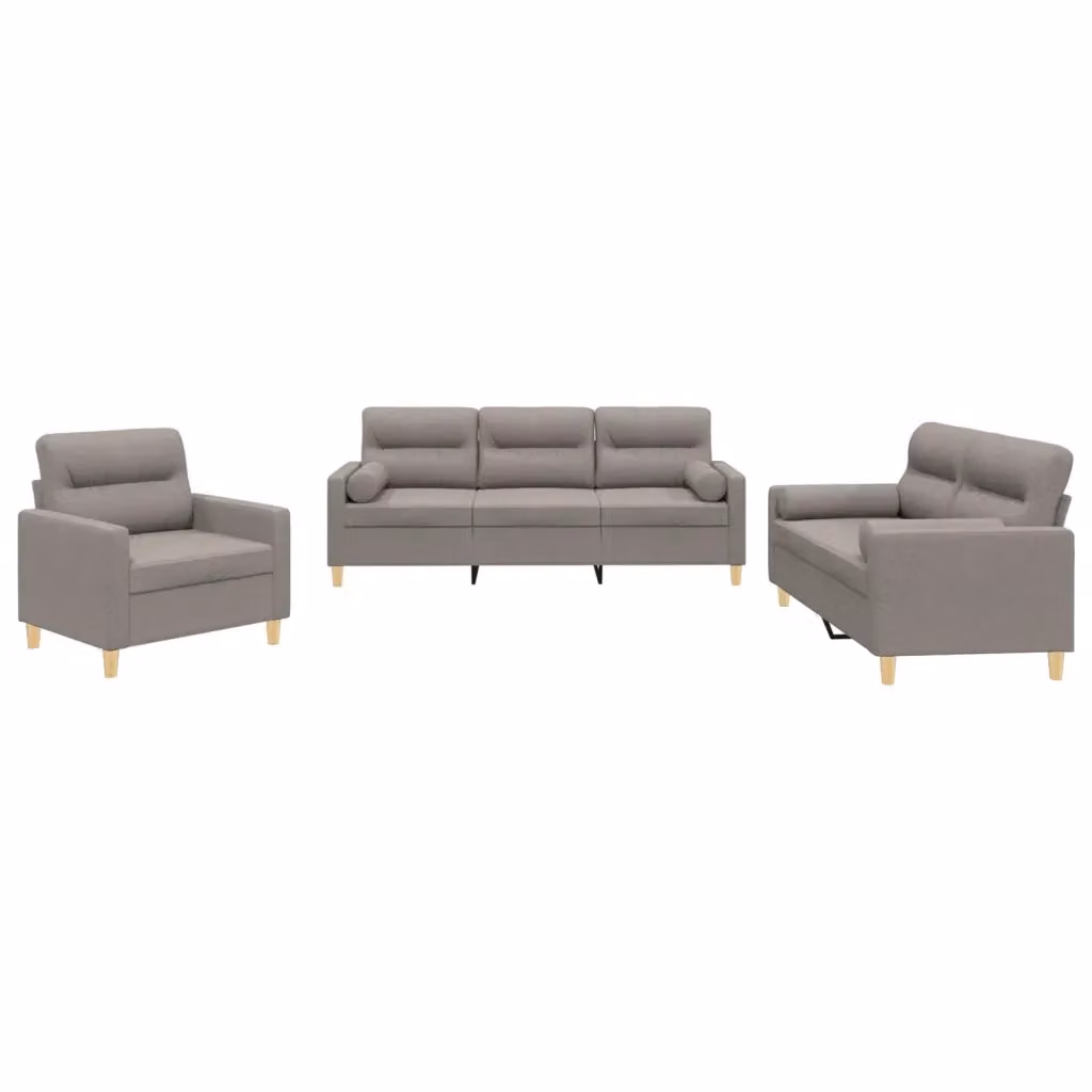 Set di divani 3 pezzi vidaXL in tessuto beige con cuscini per soggiorno moderno – 2