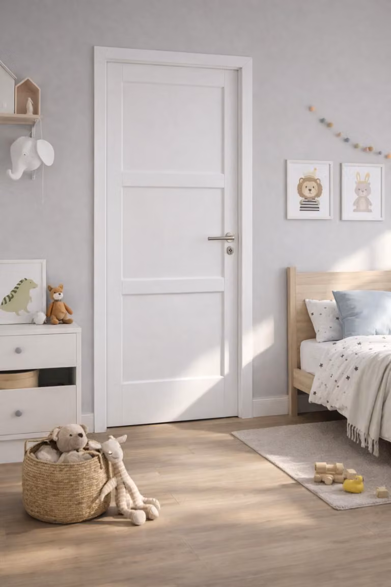 Bloc Porta Korya Bianco 3 Pannelli H204 x L73 cm Cornice Tavola P.giusto, maniglia Pomerol GD MENUISERIES