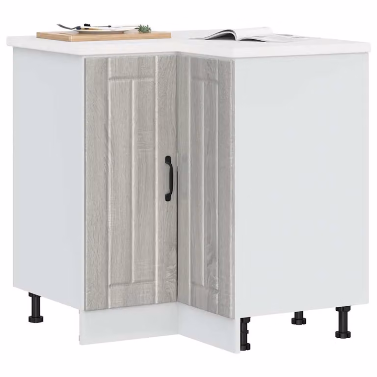 Base angolare per cucina mobile vidaXL Lucca, Grigio Sonoma e Bianco, con ante a battente, L/P/H: 75,5 x 81,5 x 75,5 cm