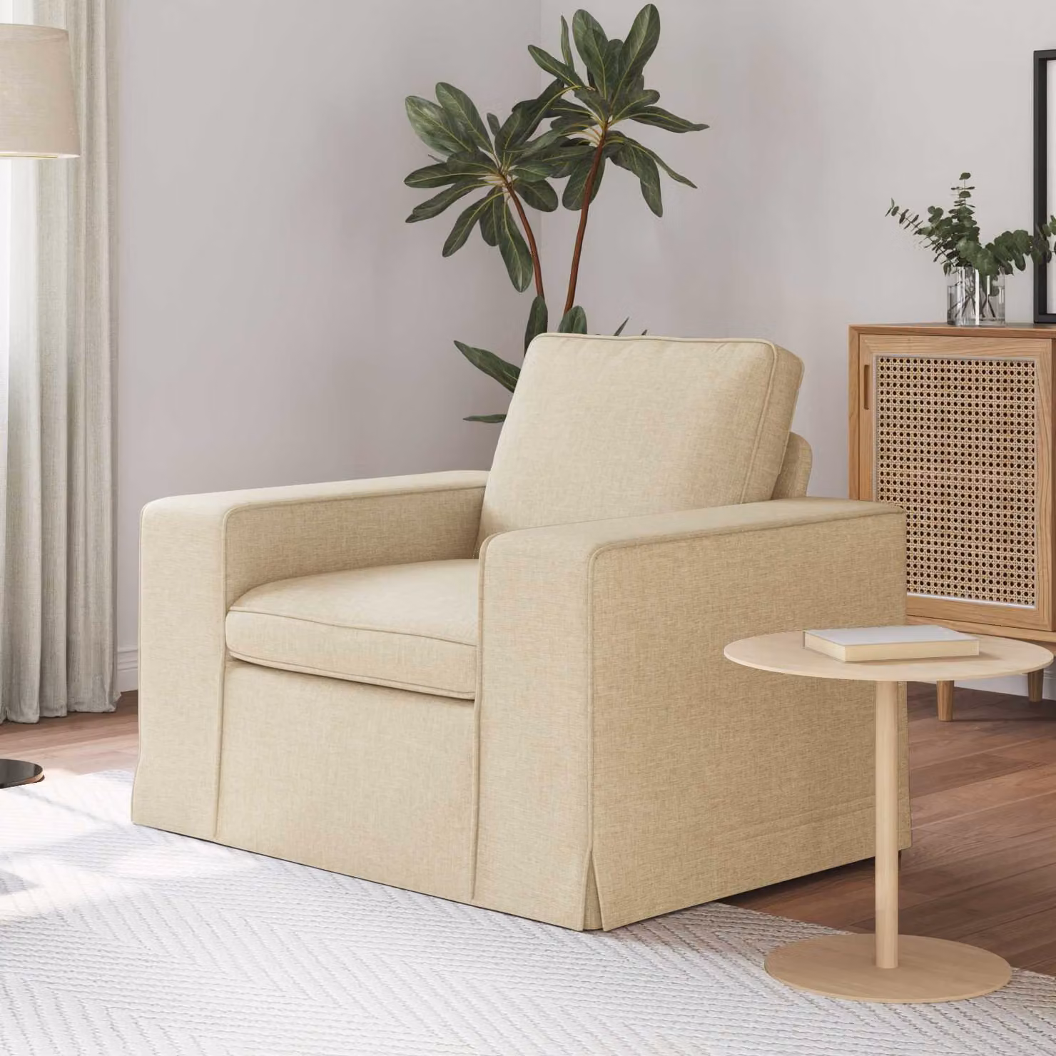 vidaXL Divano in Tessuto Beige con Struttura in Metallo L: 103 cm, P: 80 cm, H: 82 cm
