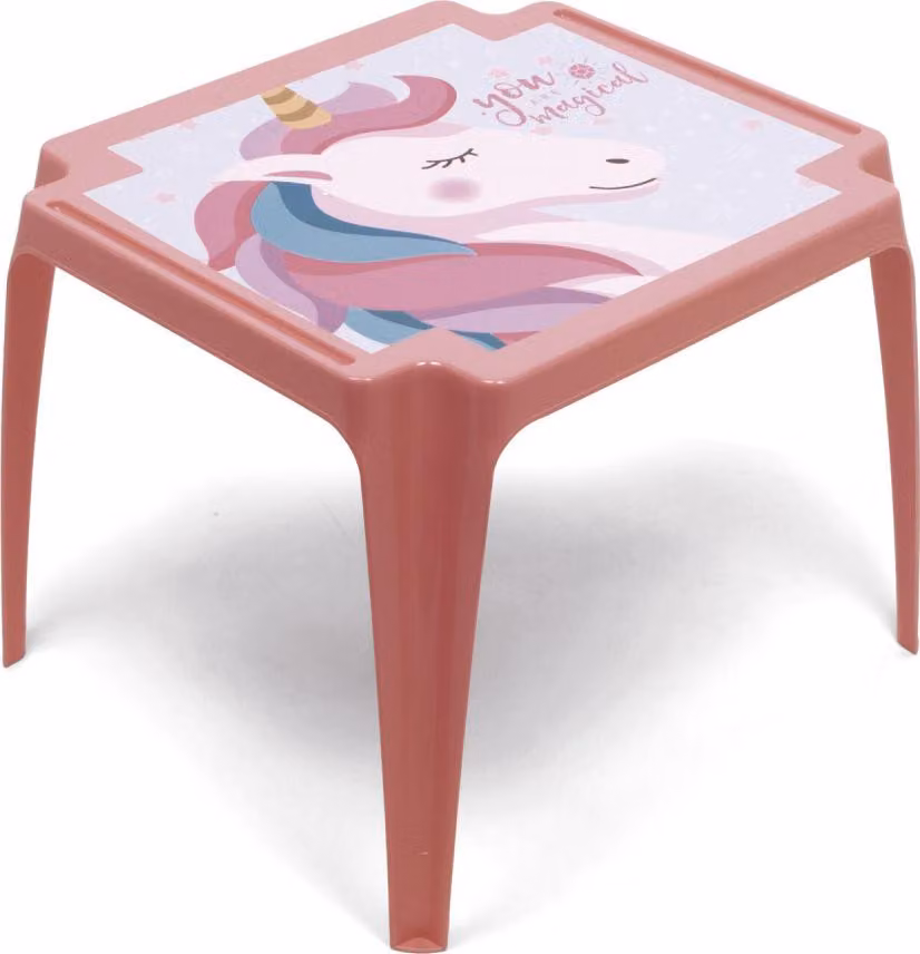 tavolo unicorno 44 x 50 cm in polipropilene rosso/rosa