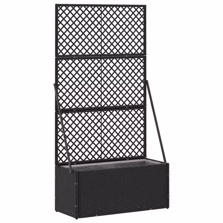 Fioriera a traliccio da giardino con vaso vidaXL in metallo Nero L: 70 cm, P: 30 cm, H: 135 cm