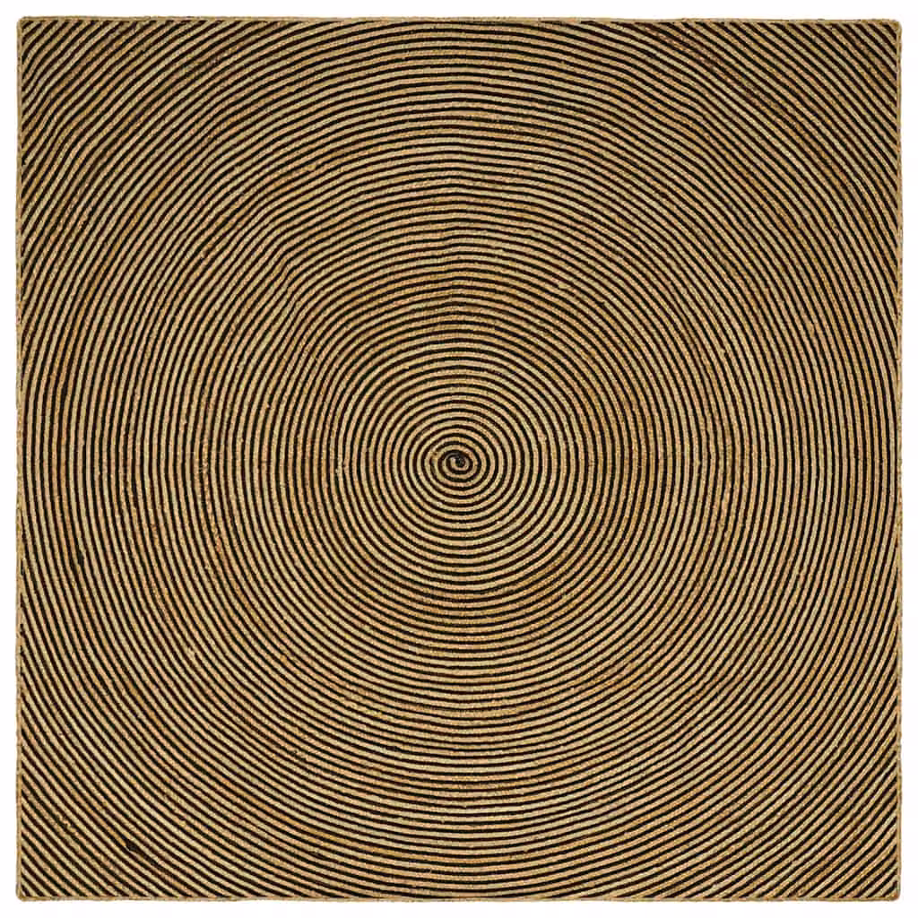 Tappeto da area moderno vidaXL in juta lavabile, L/P: 200 x 200 cm, nero e beige