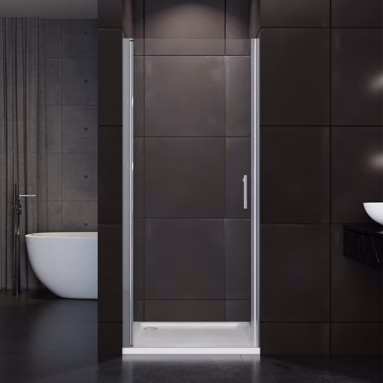 SONNI porta doccia a battente Porta doccia a nicchia a battente 80x185 cm, vetro temperato di sicurezza con nano rivestimento, con range di regolazione, montaggio a destra e a sinistra