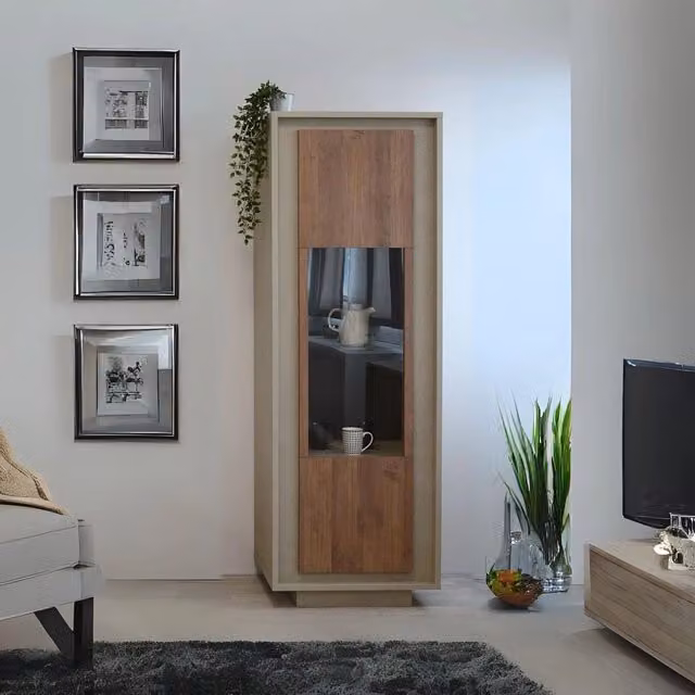 Vetrina con anta Open 67x40x197h colore noce mercure e cashmere